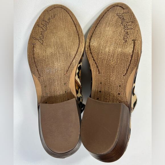 🆕 NWOT Sam Edelman Petty Leopard Bootie Cheetah Heel Zipper Brown Tan Black 4.5 - Picture 14 of 16